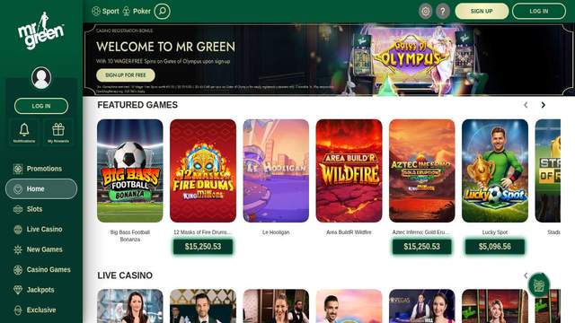 Mr Green casino screenshot